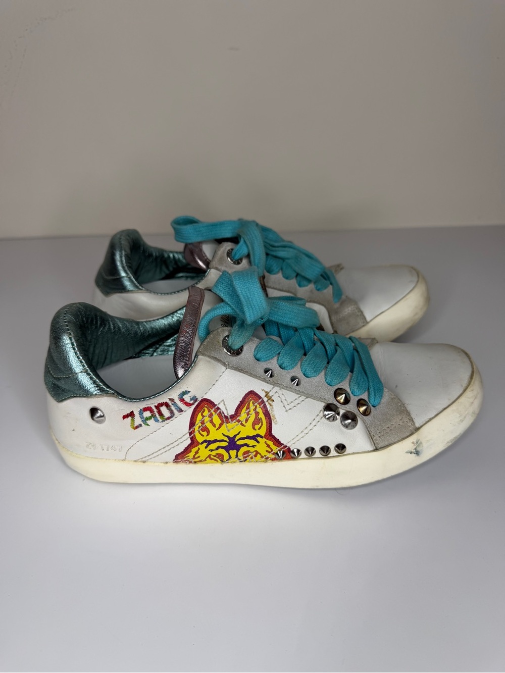 Zadig & Voltaire White Leather Skateboarding Lace Up Sneakers Size 37 US 6 Italy